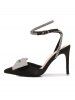 Women's Fashion Elegant Daily Rhinestones Bow Decor Criss Cross Slingback Ankle Wrap Buckle Strap Closed Pointed Toe High Heeled Sandals Pumps -  