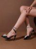 Women's Fashion Elegant Daily Rhinestones Bow Decor Criss Cross Slingback Ankle Wrap Buckle Strap Closed Pointed Toe High Heeled Sandals Pumps -  