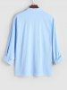 Men's Simple Style Plain Color Half Button Stand Collar Cotton and Linen Long Sleeves Pullover Shirt -  