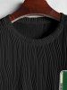 Wave Jacquard Textured Fluffy Letter Applique Short Sleeves T Shirt -  