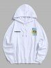 Men's PARADISE Letter Coconut Tree Graphic Pattern Kangaroo Pocket Pullover Hoodie -  