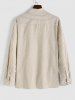 Long Sleeves Vertical Striped Stand Collar Casual Shirt -  