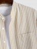 Long Sleeves Vertical Striped Stand Collar Casual Shirt -  