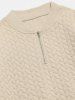 Men's Athleisure Style Daily Solid Color Cable Jacquard Textured Quarter Zip Ribbed Edge Stand Collar Long Sleeve Sweatshirt -  