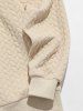 Men's Athleisure Style Daily Solid Color Cable Jacquard Textured Quarter Zip Ribbed Edge Stand Collar Long Sleeve Sweatshirt -  