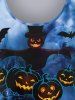 Plus Size Halloween Pumpkin Bat Ombre Scarecrow Print T-shirt -  