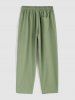 Men's Minimalist Style Solid Color Stand Collar Long Sleeves Button Front Shirt and Drawstring Pants Set -  