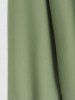 Men's Minimalist Style Solid Color Stand Collar Long Sleeves Button Front Shirt and Drawstring Pants Set -  