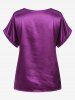 Plus Size Roll Up Sleeves Silky Solid Short Sleeves T-shirt - Concorde 2XL
