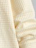 Men's Solid Color Long Sleeve Grid Textured Button Placket Polo Collar Pullover Sweatshirt -  