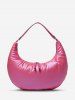 Women's Solid Color Puffer Down Quilted Crescent Moon Shoulder Bag -  