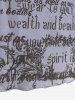 Gothic Newspaper Letters Print Mesh Cold Shoulder Flare Sleeves Cropped T-shirt -  
