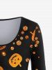 Plus Size Pumpkin Skull Star Spider Web Glitter Print Halloween T-shirt -  