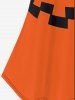 T-shirt D'Halloween Gothique Citrouille Imprimée à Epaule Dénudée - Orange L