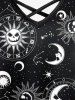 Gothic Sun Moon Star Symbol Skull Print Crisscross Cami Dress -  