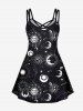 Gothic Sun Moon Star Symbol Skull Print Crisscross Cami Dress -  