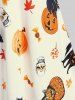 Robe D'Halloween Ligne A à Imprimé Chat Citrouille Crâne Croisée sans Manches - Blanc M | US 10