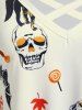 Robe D'Halloween Ligne A à Imprimé Chat Citrouille Crâne Croisée sans Manches - Blanc 1X | US 14-16