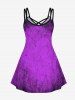 Plus Size Demon Face Print Crisscross Cami Dress -  