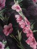 T-shirt à Bretelle Croisée Fleur Imprimée de Grande Taille en Mousseline à Epaule Dénudée - Noir L | US 12