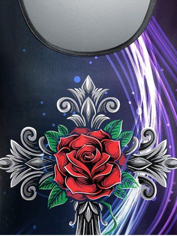 Plus Size Light Beam Cross Flower Print T-shirt