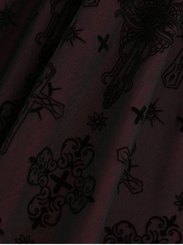 Gothic Plus Size Lace Up Ruffles Cross Tank Dress