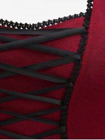 Plus Size Lace Up Layered Ruffles Ruched Solid Dress