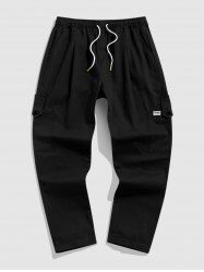 Men's Streetwear Daily Letter Patched Design Multi-pocket Drawstring Tapered Cargo Pants -  