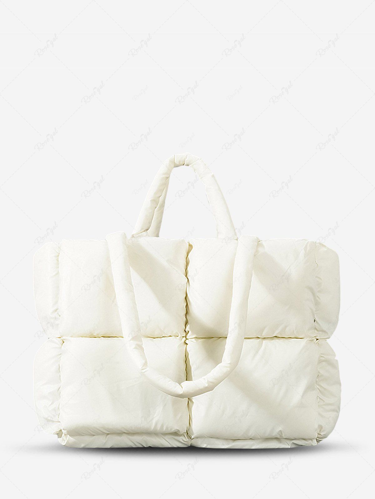Sac Fourre-tout Matelassé en Couleur Unie Style Simple pour Femme Blanc de Crème  