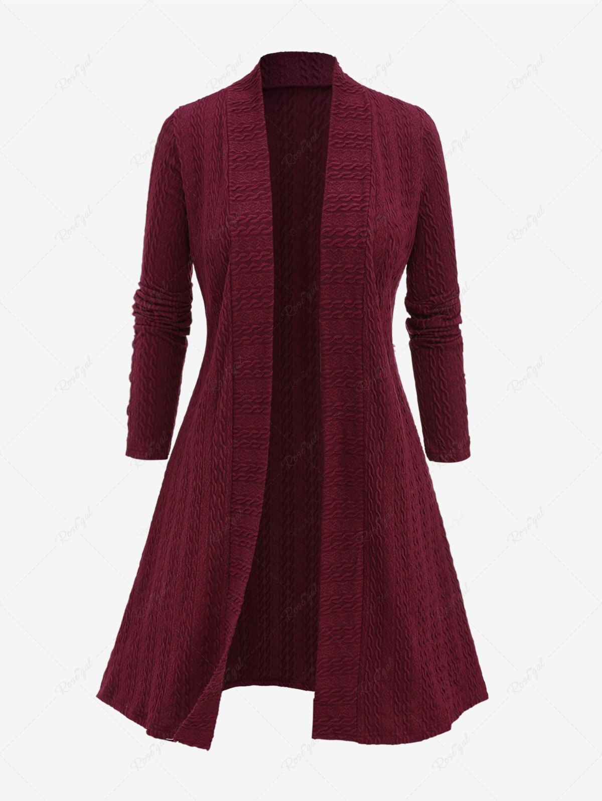 Outfit Plus Size Textured Button Sleeves Cardigan  