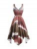 Tie Dye Print Corset Style Lace Up Surplice Neck Handkerchief Hem Midi Dress -  
