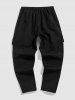 Men's Streetwear Daily Letter Patched Design Multi-pocket Drawstring Tapered Cargo Pants -  