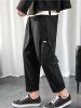 Men's Streetwear Daily Letter Patched Design Multi-pocket Drawstring Tapered Cargo Pants -  