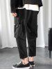 Men's Streetwear Daily Letter Patched Design Multi-pocket Drawstring Tapered Cargo Pants -  