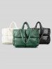 Sac Fourre-tout Matelassé en Couleur Unie Style Simple pour Femme - Blanc de Crème  