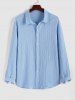 Chemise Texturée en Avant en Couleur Unie à Manches Longues - Bleu clair S