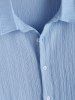 Chemise Texturée en Avant en Couleur Unie à Manches Longues - Bleu clair S