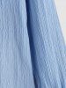 Chemise Texturée en Avant en Couleur Unie à Manches Longues - Bleu clair S