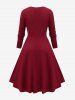 Plus Size Lace Up Layered Ruffles Ruched Solid Dress -  