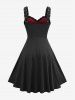 Gothic Plus Size Lace Up Ruffles Cross Tank Dress -  