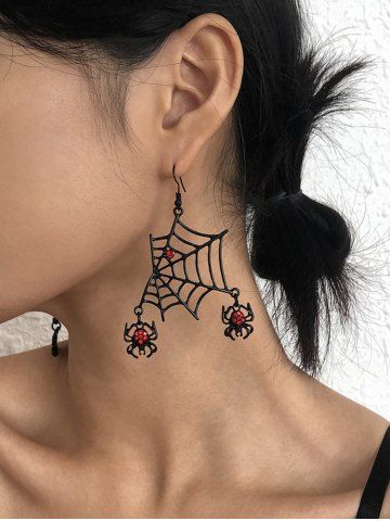 Halloween Spiders and Spider Web Drop Earrings
