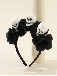 Bandeau Gothique D'Halloween Crâne Fleur - Noir 