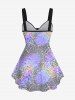 Plus Size Spider Web Sparkling Glitter Print Cinched Halloween Tank Top -  