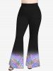 Plus Size Spider Web Sparkling Glitter Print Ombre Halloween Flare Pants -  