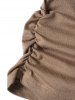 Blouse Décontractée à Epaule Dénudée Décor de Métal en Couleur Unie à Manches Longues - café M