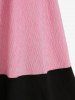 Robe Pull Texturé Ligne A Jointif Grande Taille à Col Bateau à Lacets - Rose clair L | US 12