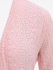 Plus Size Hollow Out Roll Tab Sleeves Textured Cardigan -  
