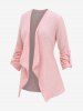 Plus Size Hollow Out Roll Tab Sleeves Textured Cardigan -  