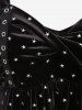 Plus Size Pentagram Print Twist Ruched Grommet Long Sleeves T-shirt -  