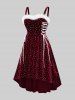 Plus Size Christmas Glitter Pentagram Stamping Lace Up Fuzzy Trim Ruched High Low Velvet Tank Party Dress -  